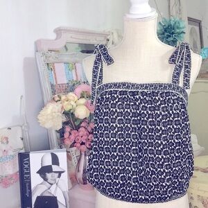 NWT✨Max Studio Chic Bow Crop Summer Blouse Black and White Cream Floral Sm! Rare